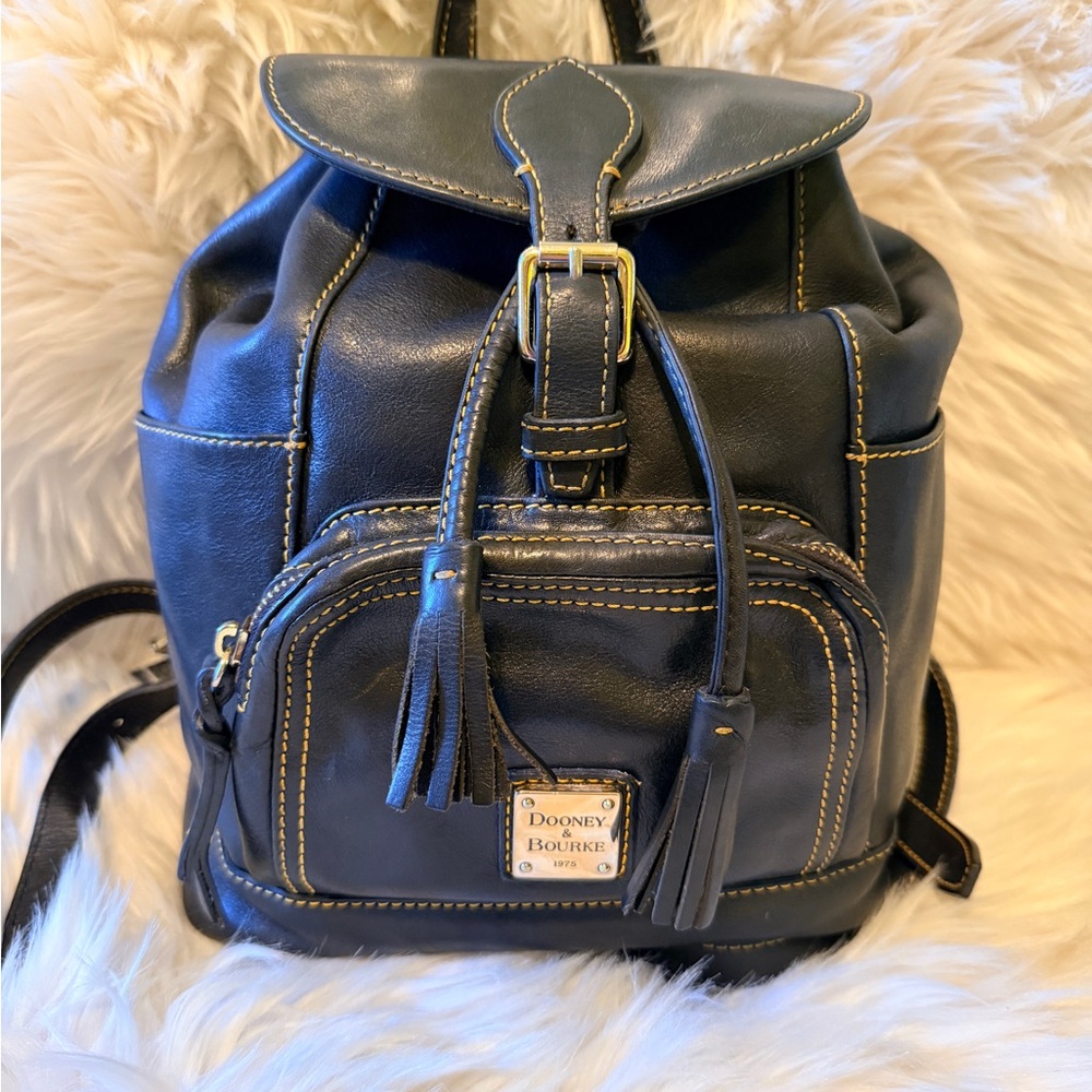 Authentic Dooney & Bourke Black Leather Backpack